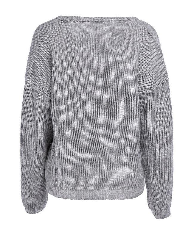 Solid Color Deep V Neck Sweater