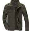 Stand Collar Washed Cotton Army Jacket