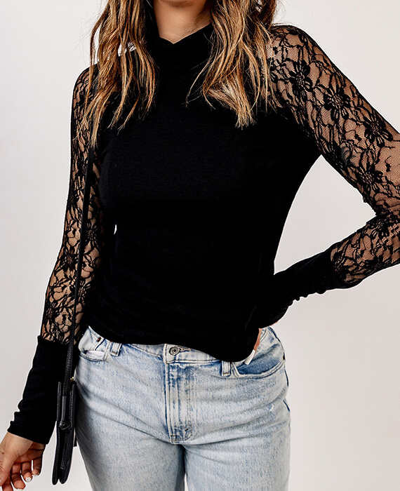 black lace sweater for women-2