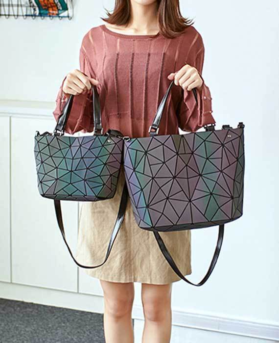 Geometric Holographic Luminous Messenger Bag