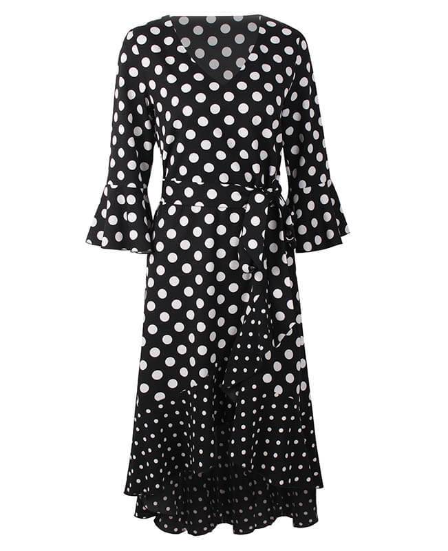 A-Line Asymmetric Polka Dot Dress