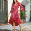 A-Line Asymmetric Polka Dot Dress