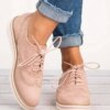 Ankle Flat Suede Lace Up Shoes