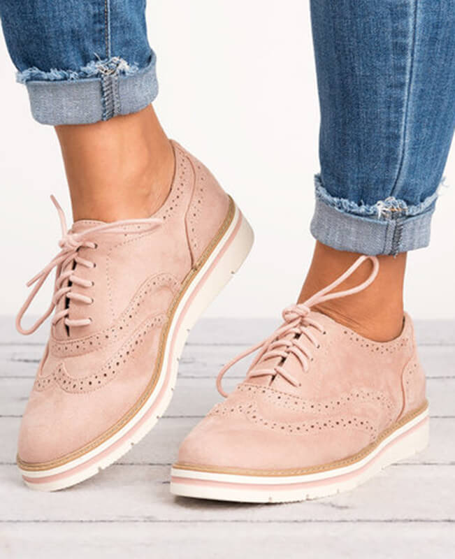 Ankle Flat Suede Lace Up Shoes