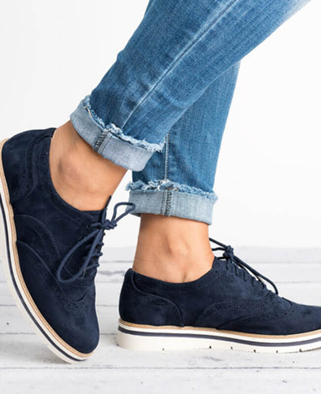 Ankle Flat Suede Lace Up Shoes
