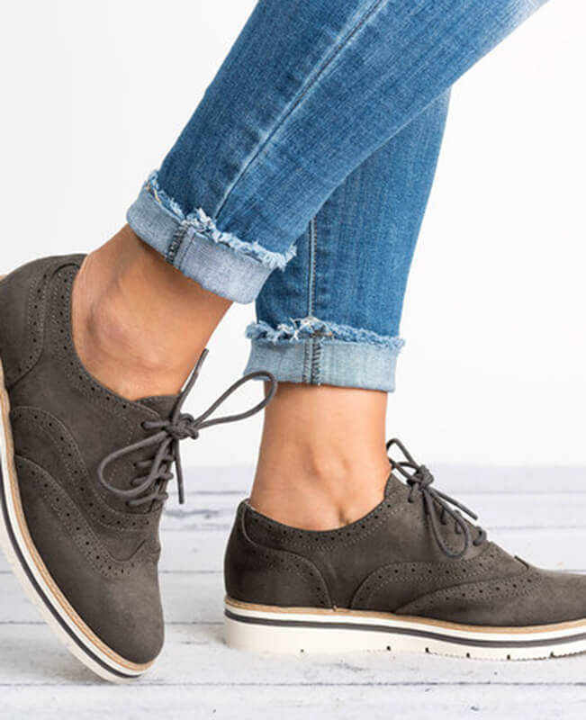 Ankle Flat Suede Lace Up Shoes
