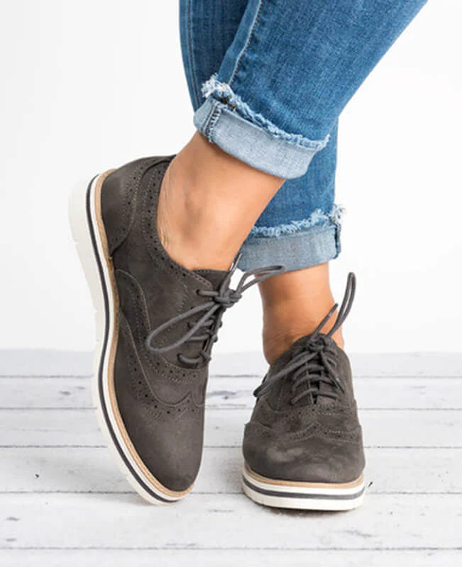 Ankle Flat Suede Lace Up Shoes