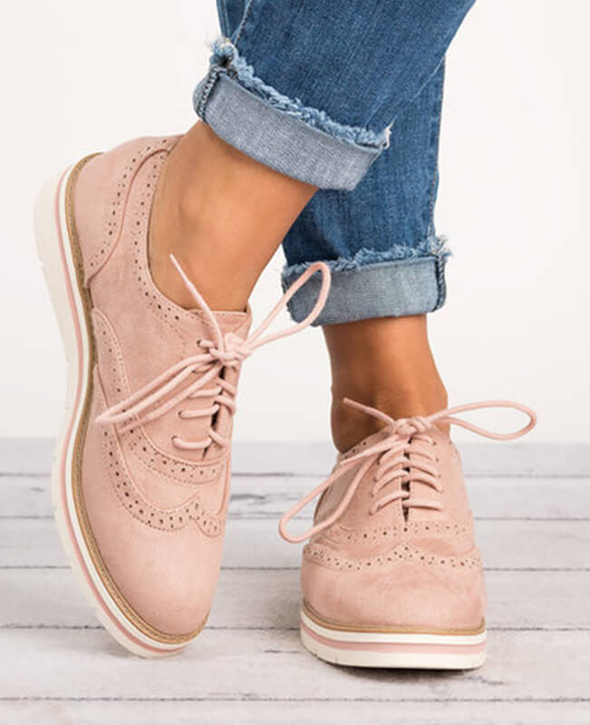 Ankle Flat Suede Lace Up Shoes