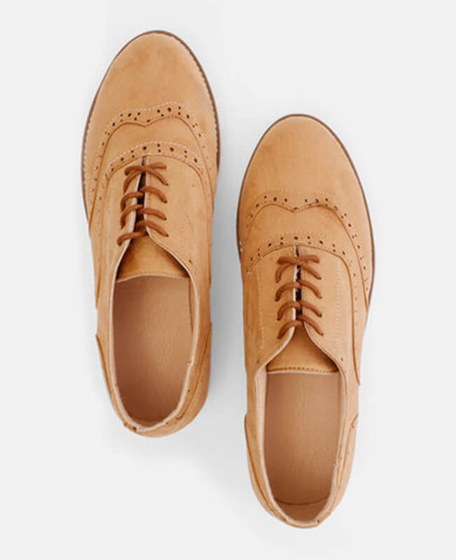 Ankle Flat Suede Lace Up Shoes