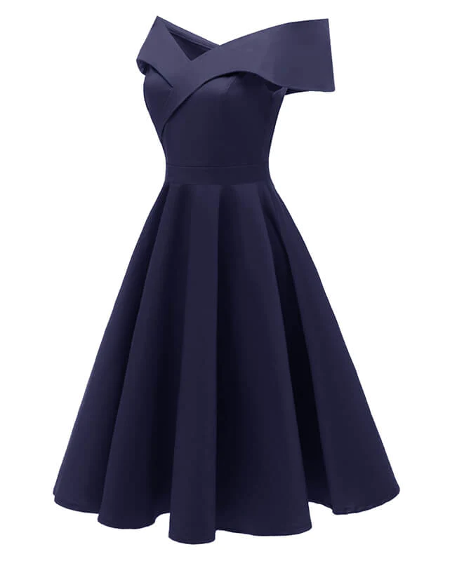 A Line Cocktail Vintage Dress Off the Shoulder Cocktail Dress Seamido