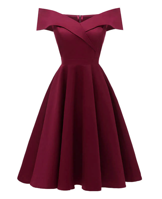 Off shoulder A-Line Cocktail Vintage Dress
