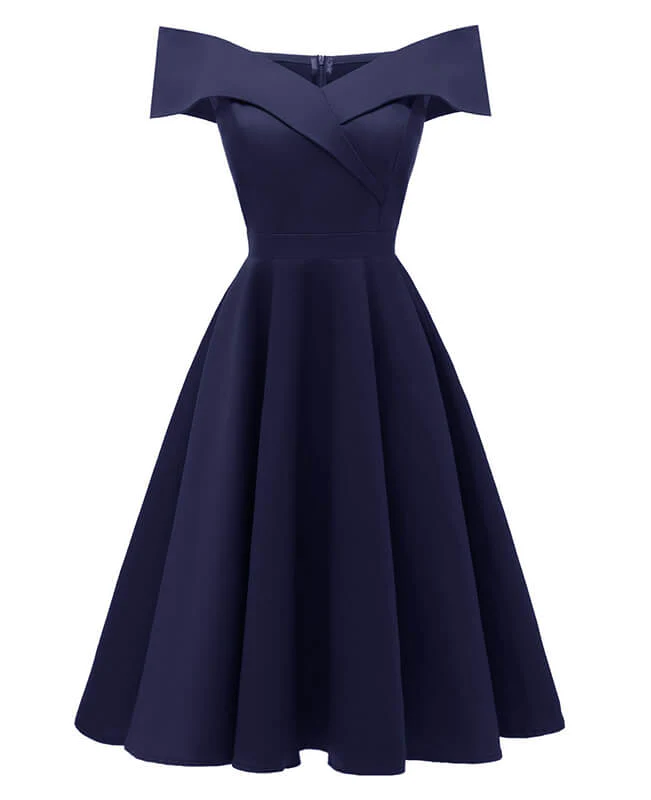 Off shoulder A-Line Cocktail Vintage Dress
