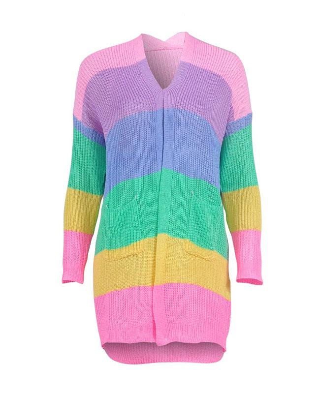 Rainbow Color Oversized Knitted Sweater