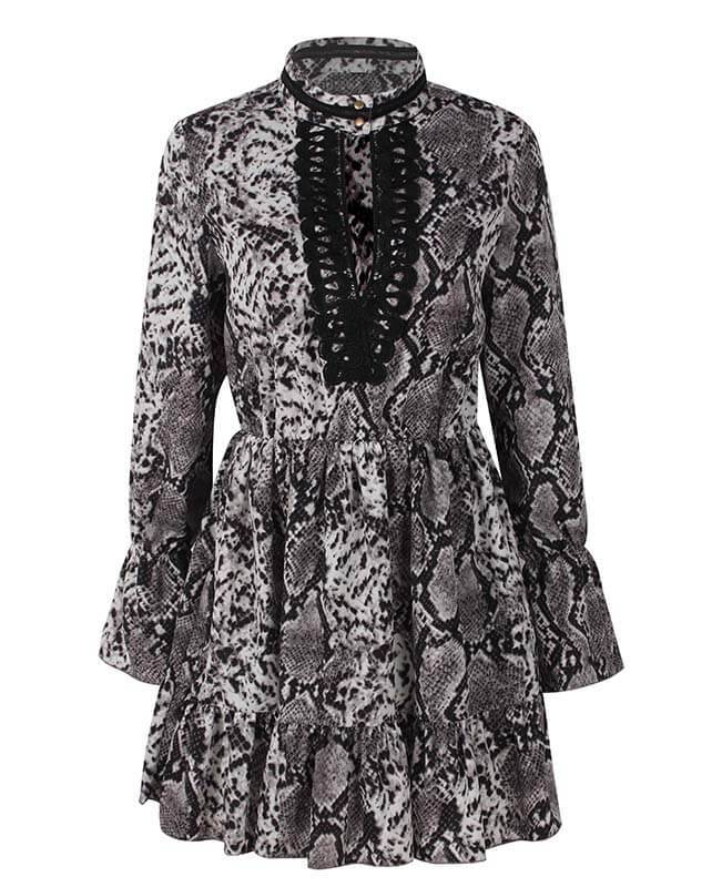 Bell Sleeve Loose Leopard Print Dress