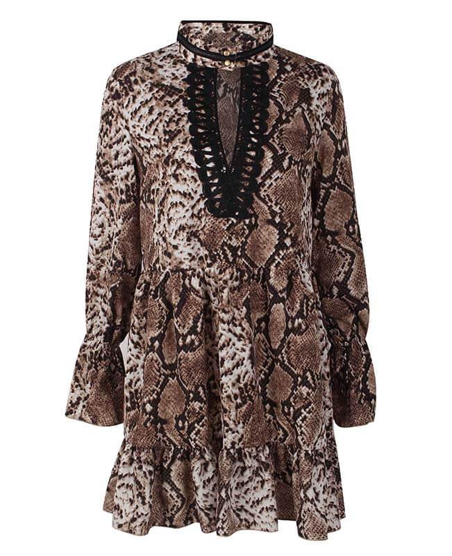 Bell Sleeve Loose Leopard Print Dress