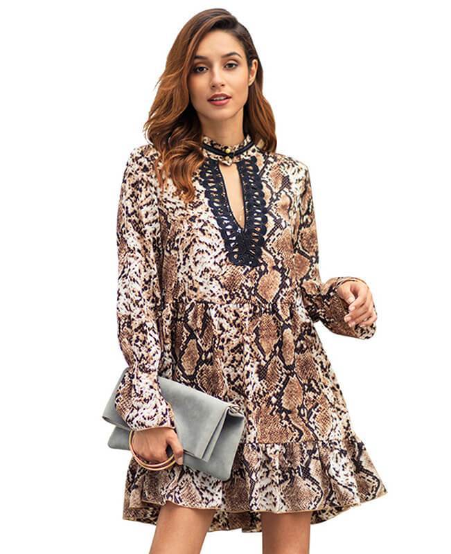 Bell Sleeve Loose Leopard Print Dress