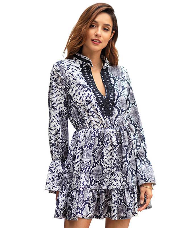Bell Sleeve Loose Leopard Print Dress