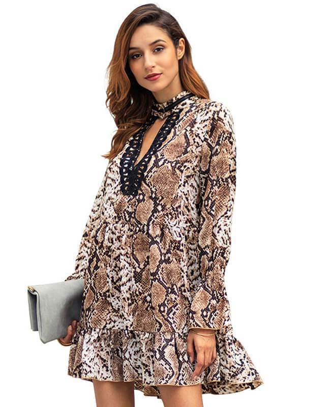 Bell Sleeve Loose Leopard Print Dress