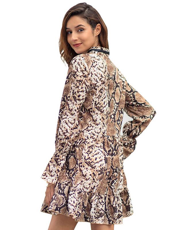 Bell Sleeve Loose Leopard Print Dress