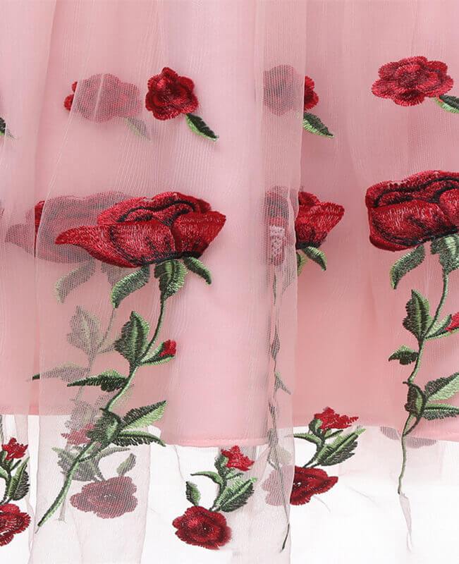 Vintage Style Mesh Rose Floral Dresses