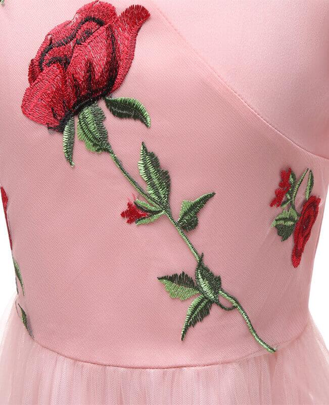 Vintage Style Mesh Rose Floral Dresses
