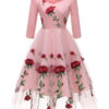Vintage Style Mesh Rose Floral Dresses