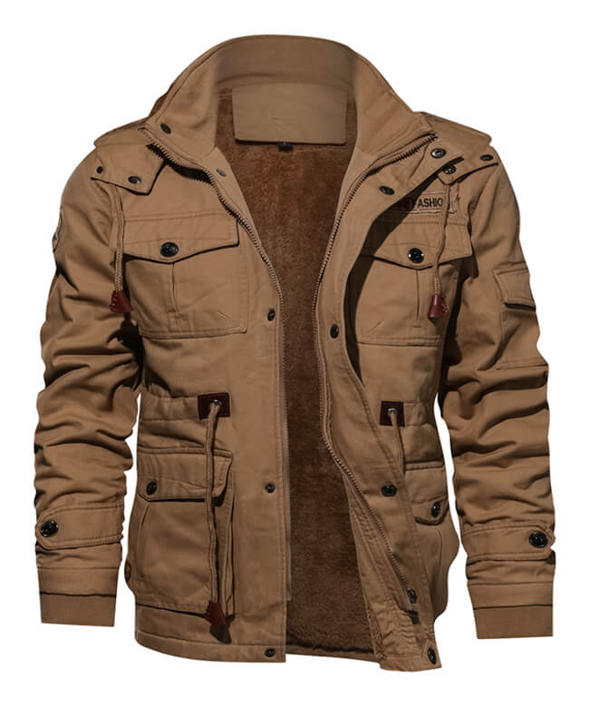 Washed Cotton Fleece Military Jacket