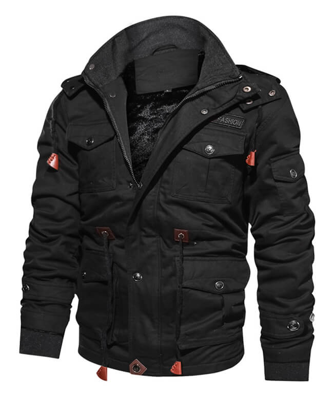 Washed Cotton Fleece Military Jacket