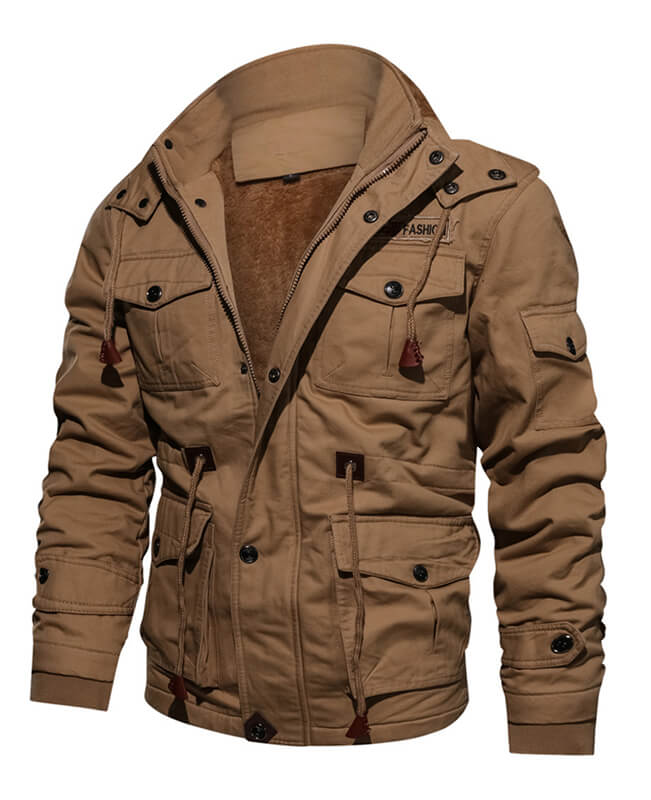 Washed Cotton Fleece Military Jacket