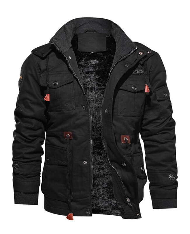 Washed Cotton Fleece Military Jacket