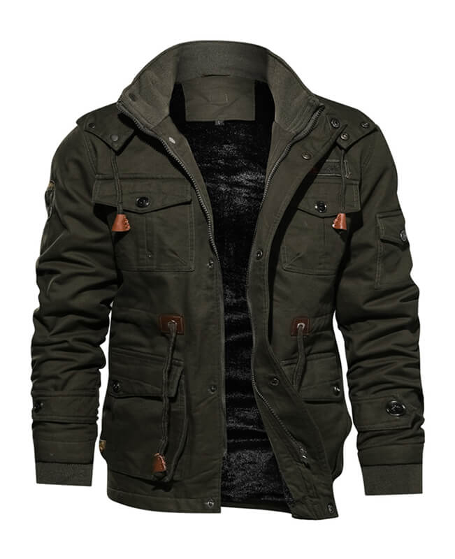 Washed Cotton Fleece Military Jacket