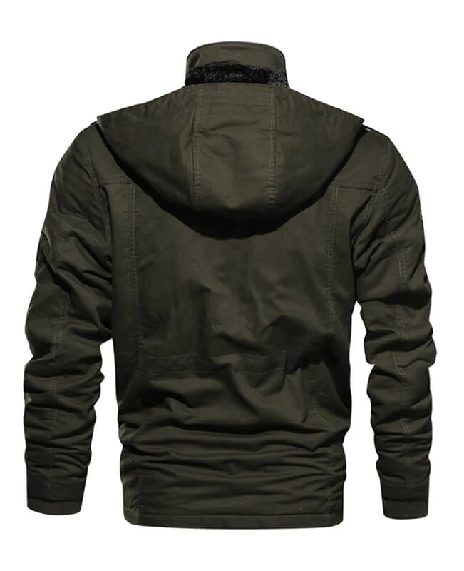 Washed Cotton Fleece Military Jacket