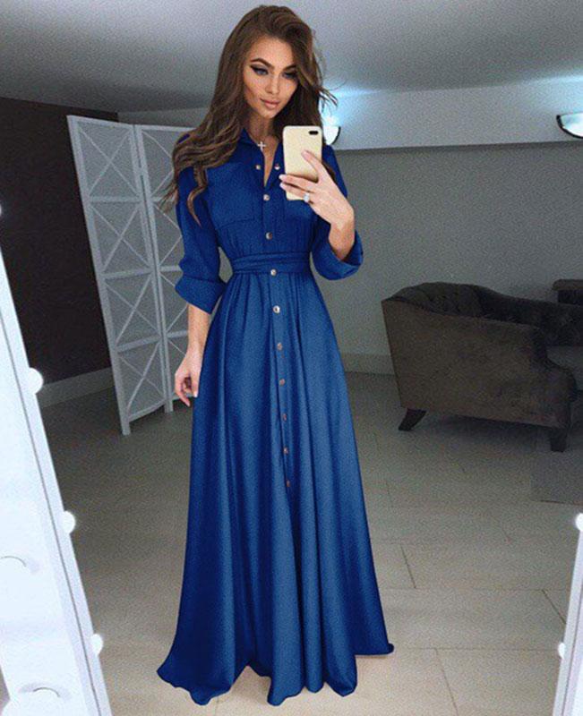Button down maxi hot sale dress long sleeve