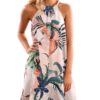 Floral Print Sleeveless Mini Halter Dress