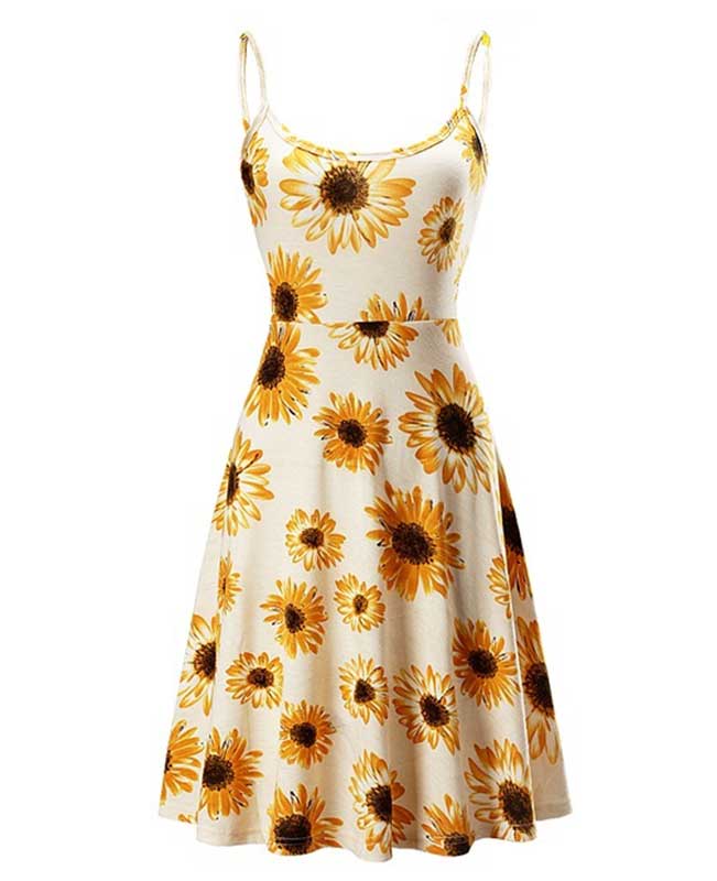 Floral Print Strappy Sleeveless Beach Dress