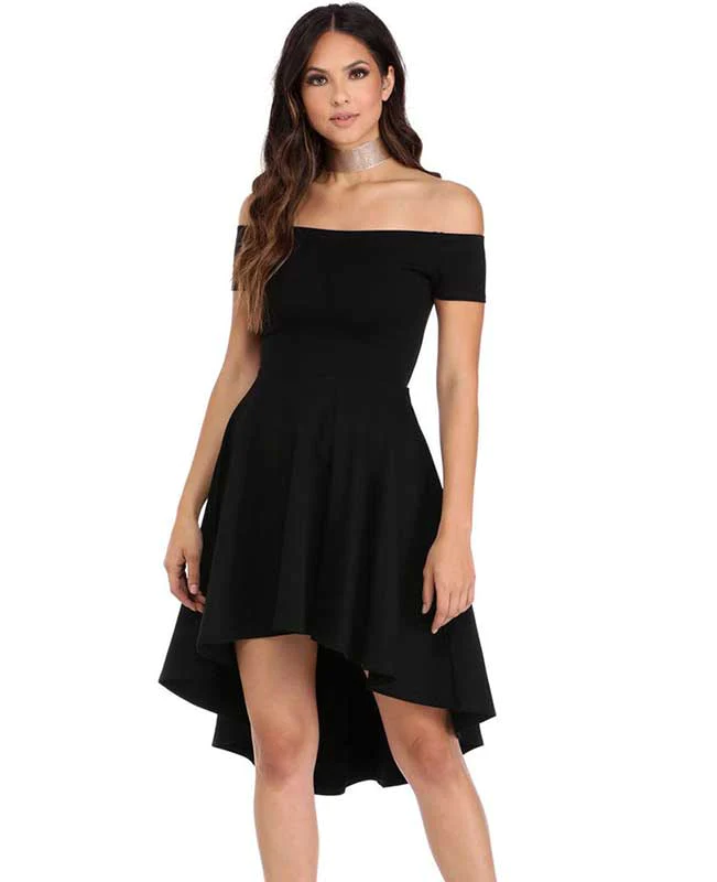 Off the Shoulder Black Cocktail Dress