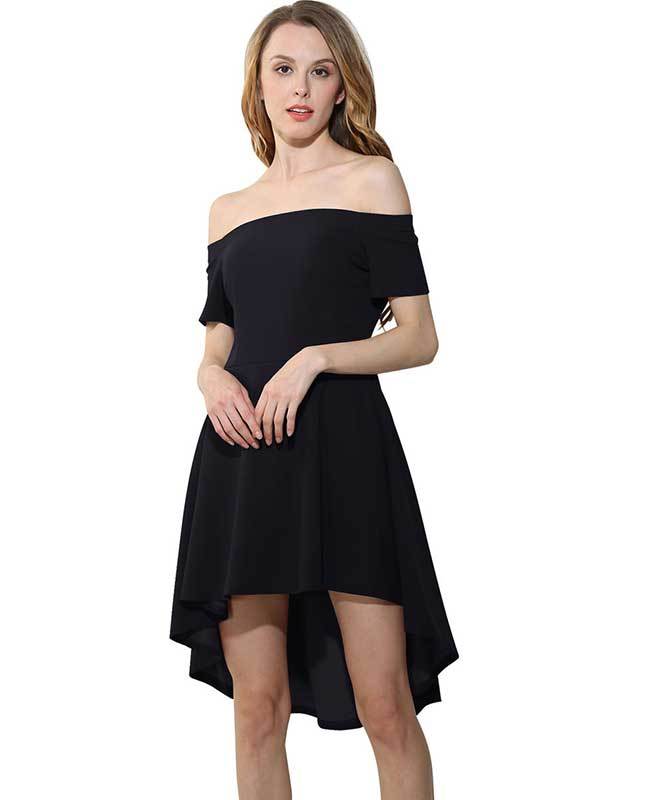 Off the Shoulder Black Cocktail Dress