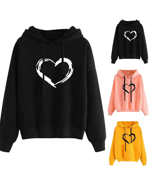 Love Print Warm Fleece Hooded Hoodie 3