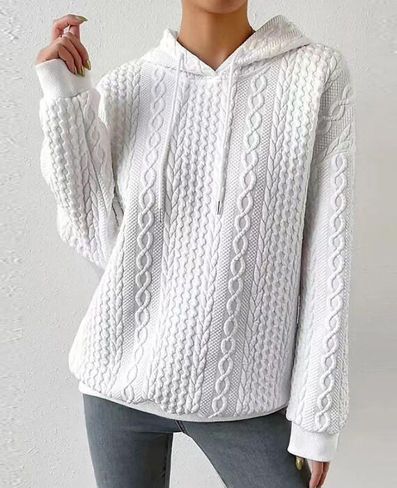Waffle Casual Loose Jacquard Hoodie 4