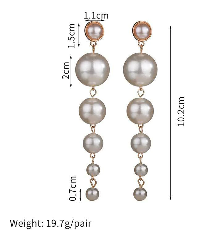 Big Simulated Pearl Drop Earrings