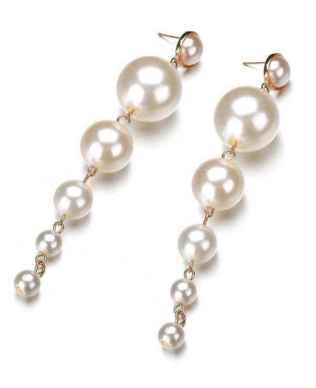 Big Simulated Pearl Drop Earrings