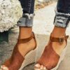 Buckle Platform Wedge Sandals