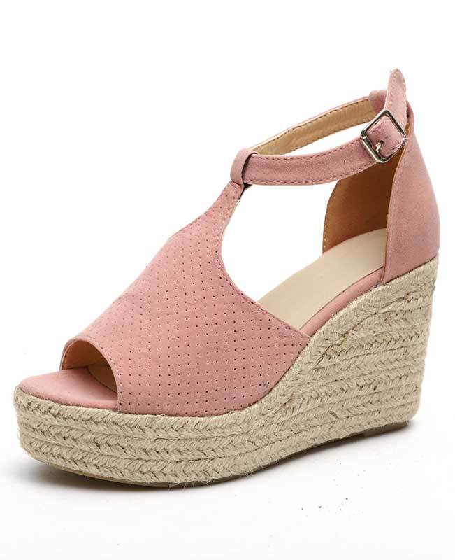 Buckle Platform Wedge Sandals