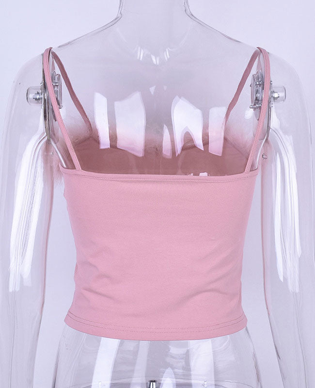 Faux Fur Pink Crop Top