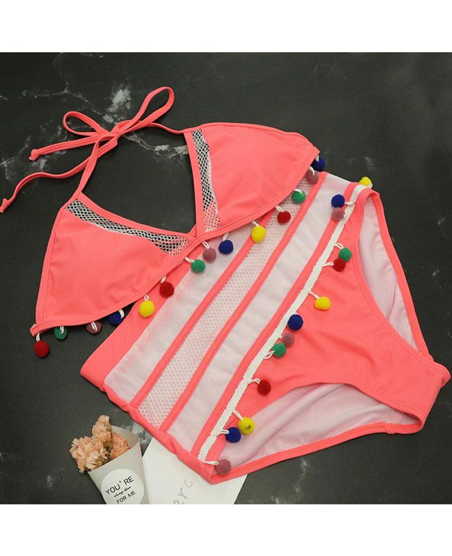 Hollow Out String High Waisted Bikini