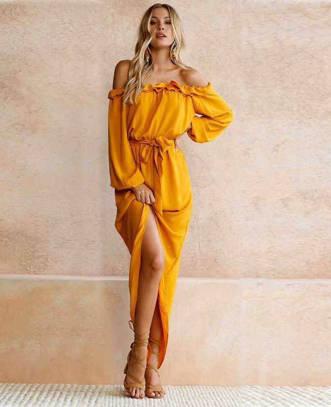 Off the Shoulder Yellow Dress