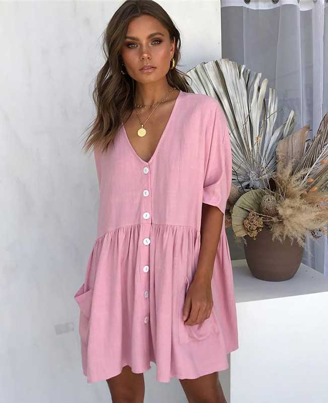 Short Sleeve Casual Summer Dresses Seamido