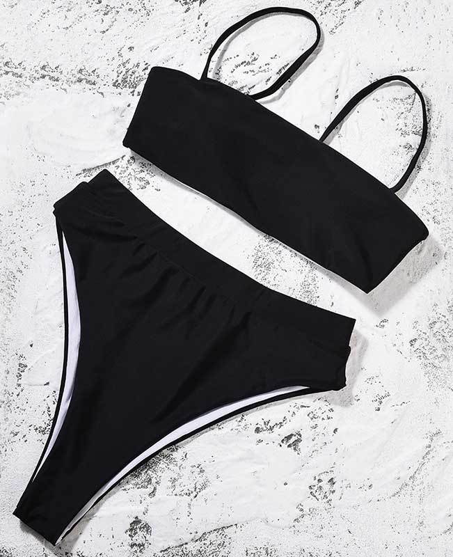 Spaghetti Strap High Waisted Bikini Set