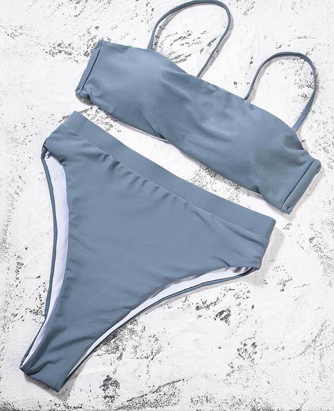 Spaghetti Strap High Waisted Bikini Set