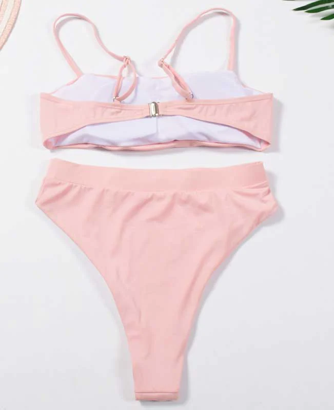 Spaghetti Strap High Waisted Bikini Set